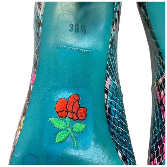 Y2K FREE LANCE Leather Multicolor Snakeskin Heels - Picture 10 of 16